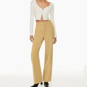 Aritzia Wilfred Alanya Trousers Crepe Wide Leg Pants Sandy Beige - Sz 2